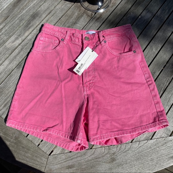💗 ZARA PINK HIGH WAIST CLASSIC MOM JEAN SHORTS! - Picture 5 of 13